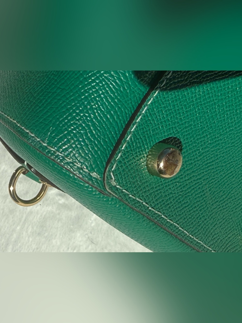 Coach Emerald Green Leather Medium Rowan with Gold Charm Chain. - Picture 5 of 14